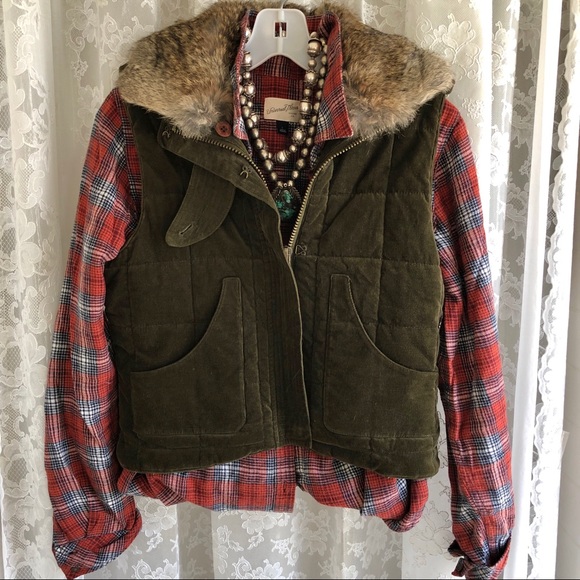 TYLER BOE * NWOT Designer Fine Corduroy Fur Collared Vest - Picture 7 of 7